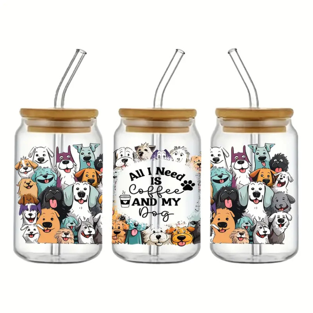 Puppy Lovers Stylish Glass Tumbler-550ML