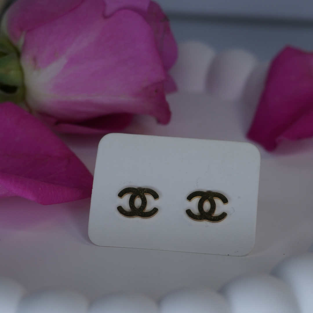 Small "Channel" Gold Stud Stainless Steel Earrings