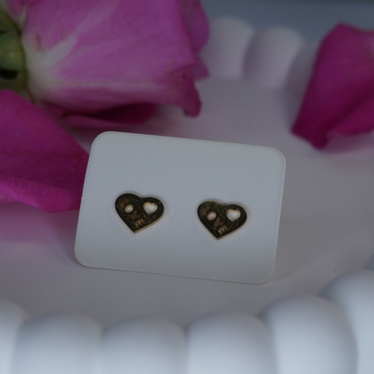 Small "Real Love" Gold  Stud Stainless Steel Earrings