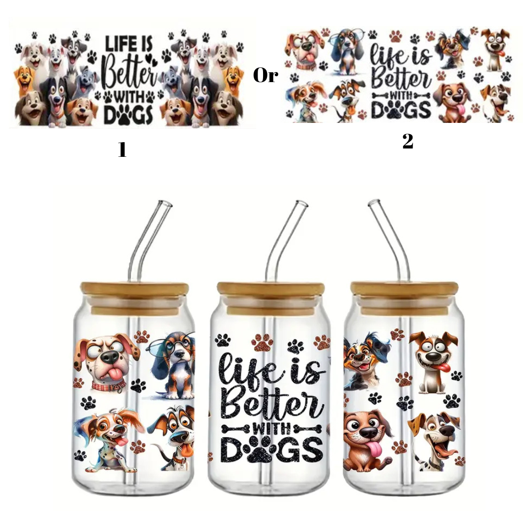 Puppy Lovers Stylish Glass Tumbler-550ML