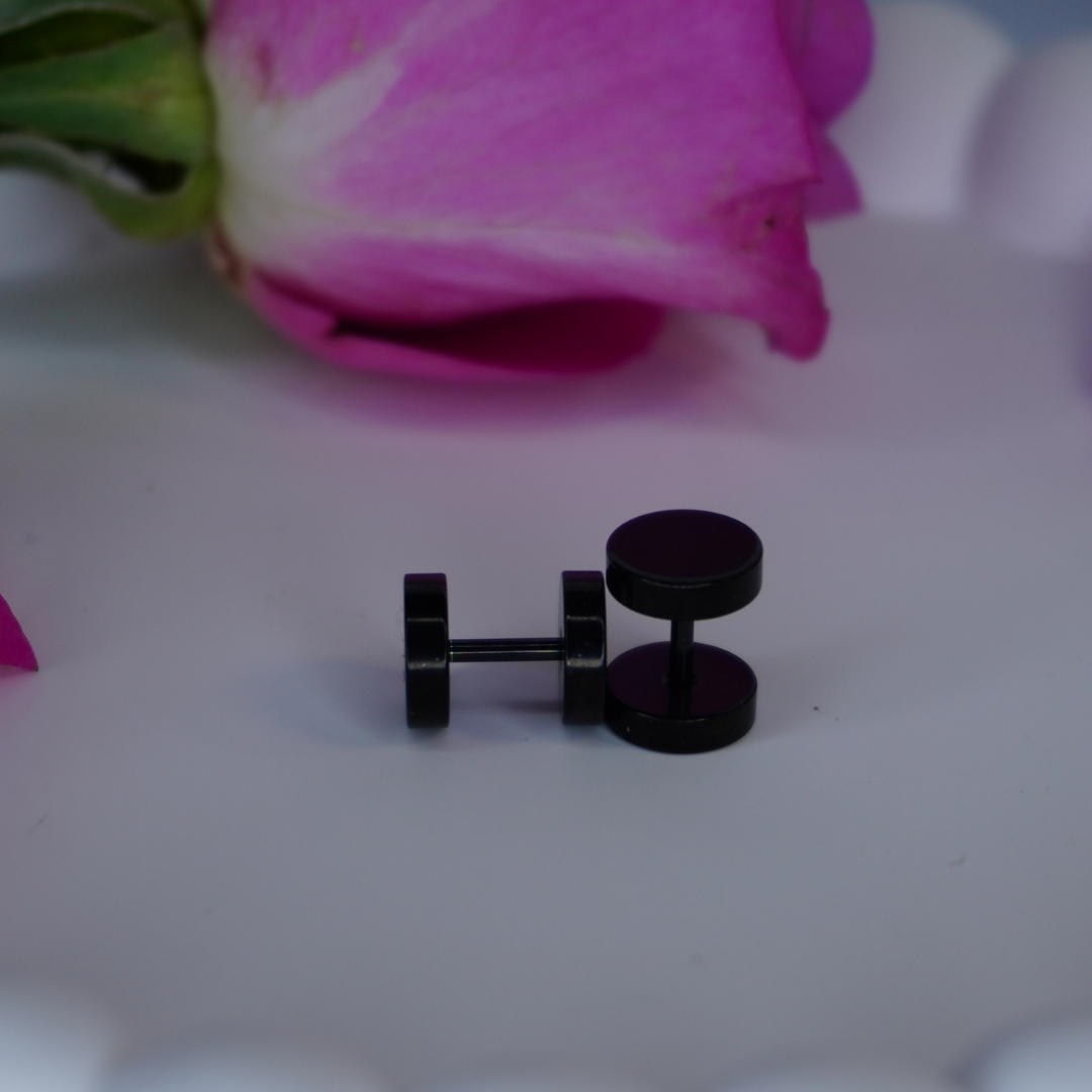 Black  Srew Unisex Dot Stainless Steel Earrings