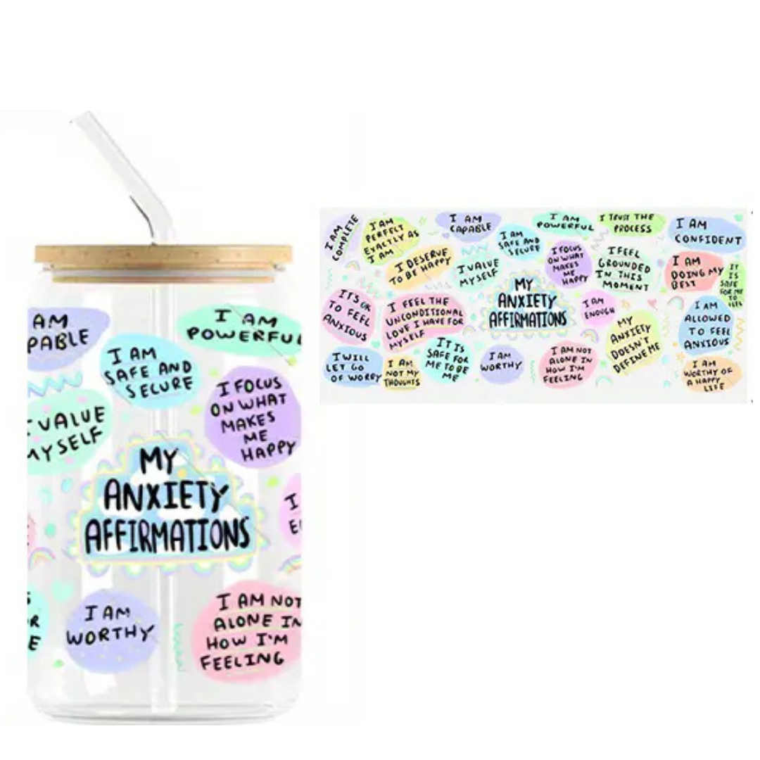 Affirmations Stylish Glass Tumbler-550ML