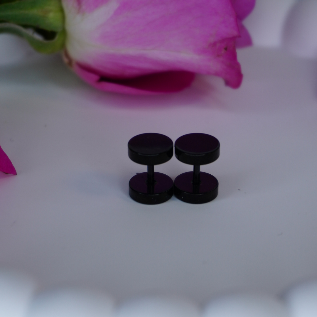 Black  Srew Unisex Dot Stainless Steel Earrings