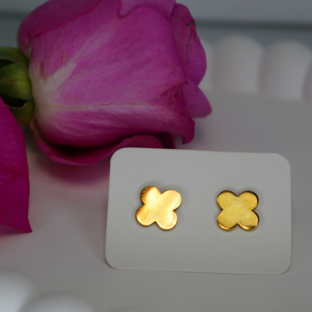 Small "Lucky Clover" Gold Stud Stainless Steel Earrings 🍀✨