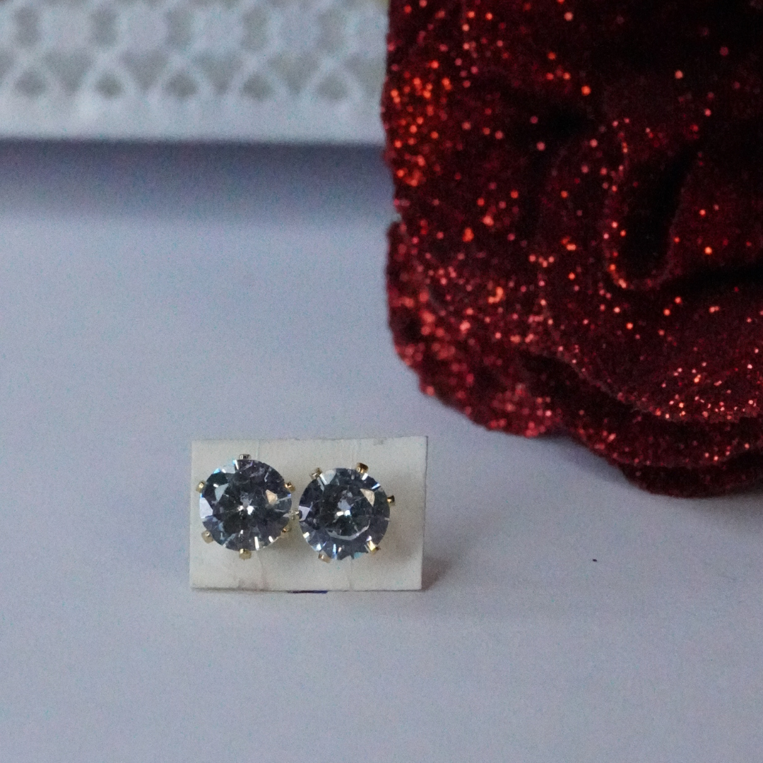 Classic Radiance: Solitaire Crystal Stud Stainless Steel Earrings